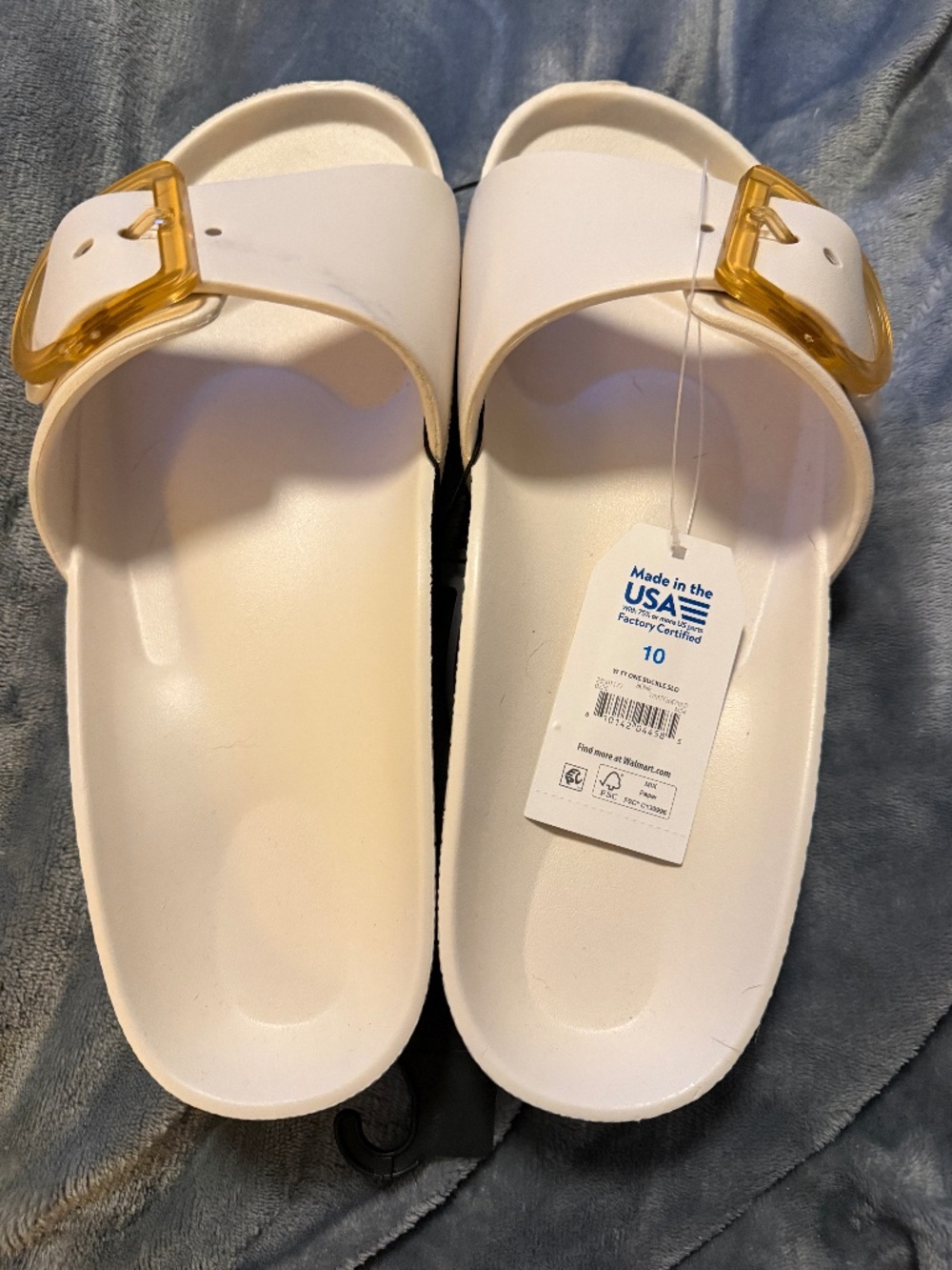 NWT Women's White One-Buckle Slide Sandals - Size 10 NWT